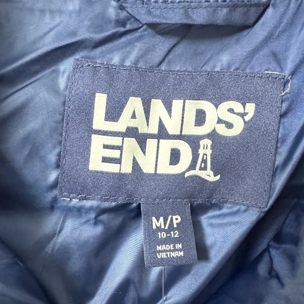 Lands’ End Women’s Navy Puffer Vest Quilted Zip Front Size M Cozy Winter Outdoor - Picture 3 of 8